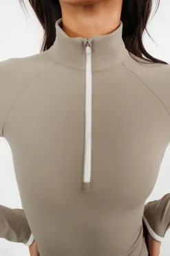 Cloud II™ Fitted Half Zip - Cashew Contrast