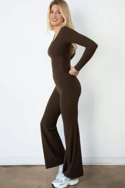 Cloud II™ Rib Wide Leg Trouser - Walnut