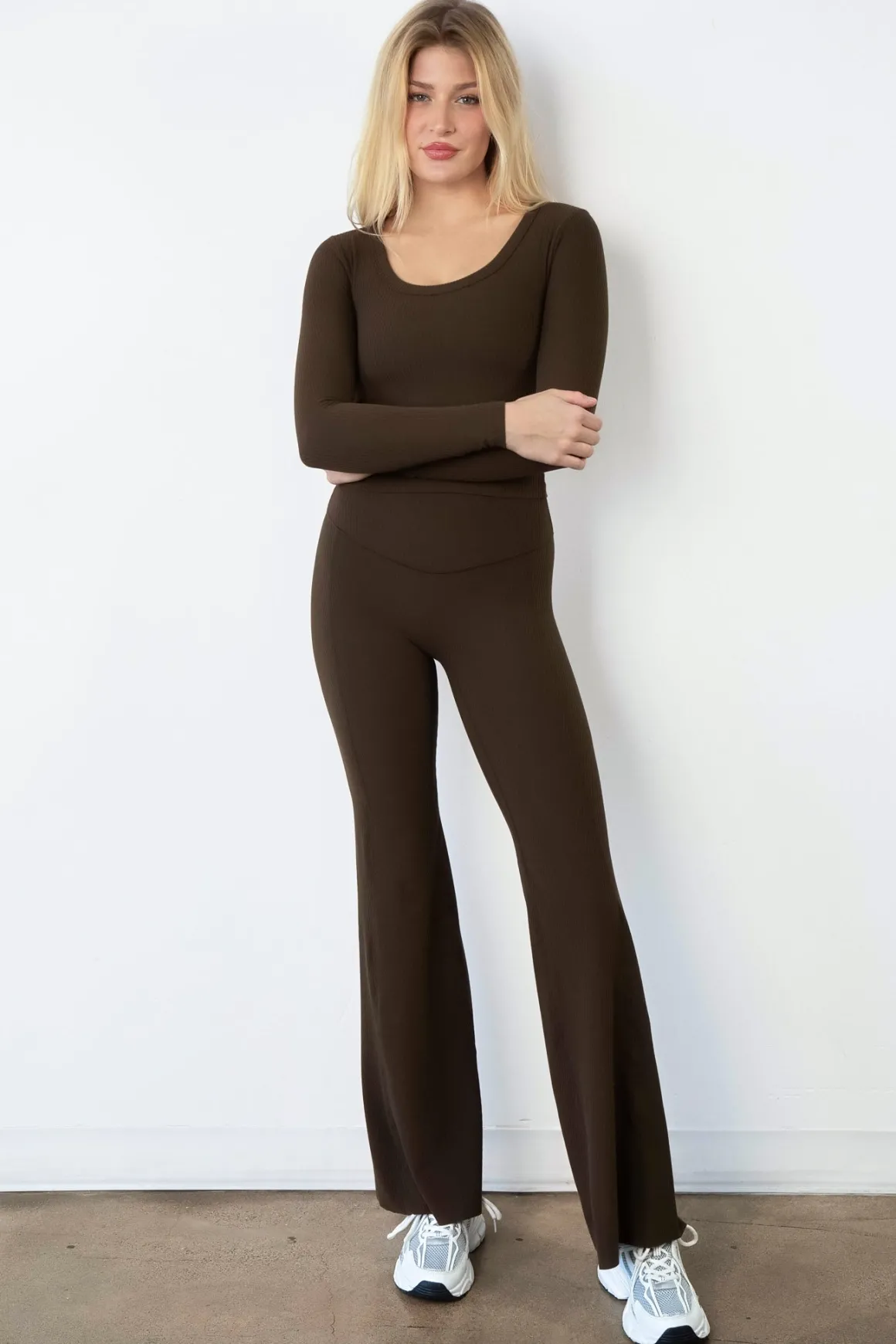 Cloud II™ Rib Wide Leg Trouser - Walnut