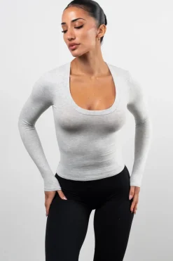 Vitality Basis® Scoop Long Sleeve - Stone Heather