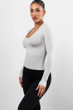 Vitality Basis® Scoop Long Sleeve - Stone Heather