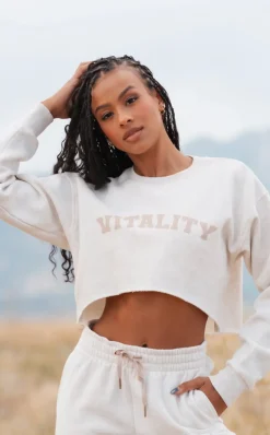 Vitality Cozy® Raw Hem Crop - Oat Marl - Varsity