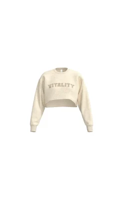 Vitality Cozy® Raw Hem Crop - Oat Marl - Varsity