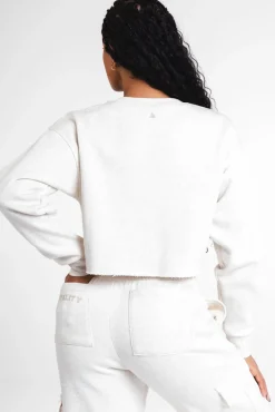 Vitality Cozy® Raw Hem Crop - Oat Marl - Varsity