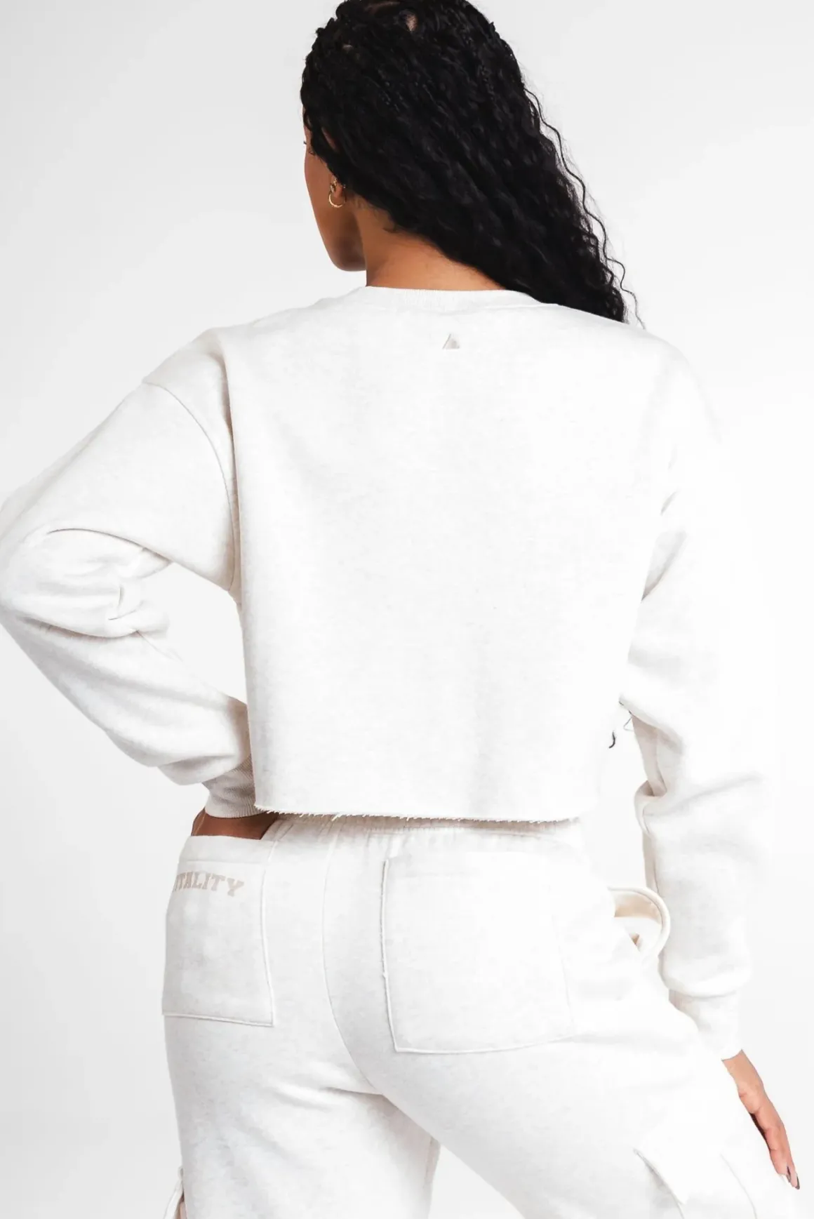 Vitality Cozy® Raw Hem Crop - Oat Marl - Varsity