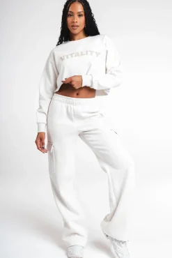 Vitality Cozy® Raw Hem Crop - Oat Marl - Varsity