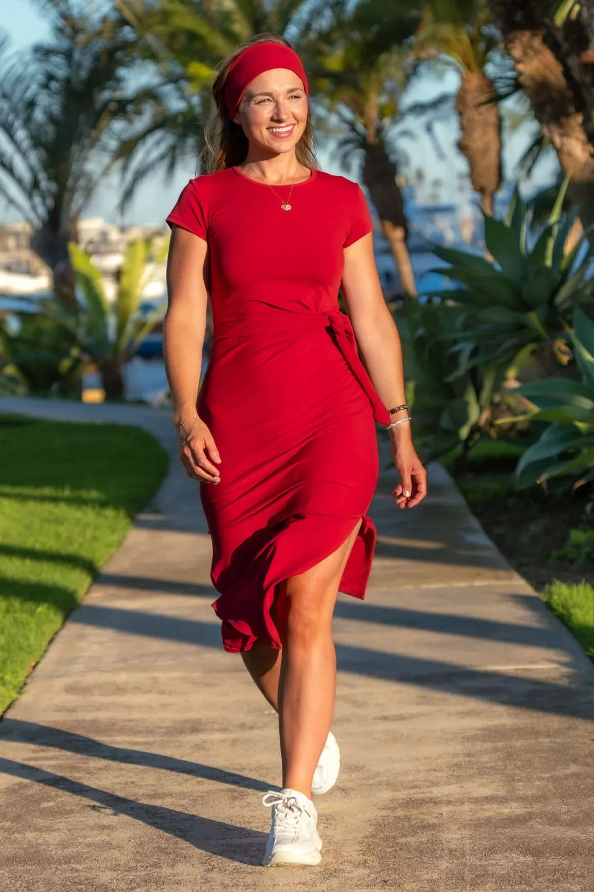 Vitality Daydream® Tie Midi Dress - Crimson Marl