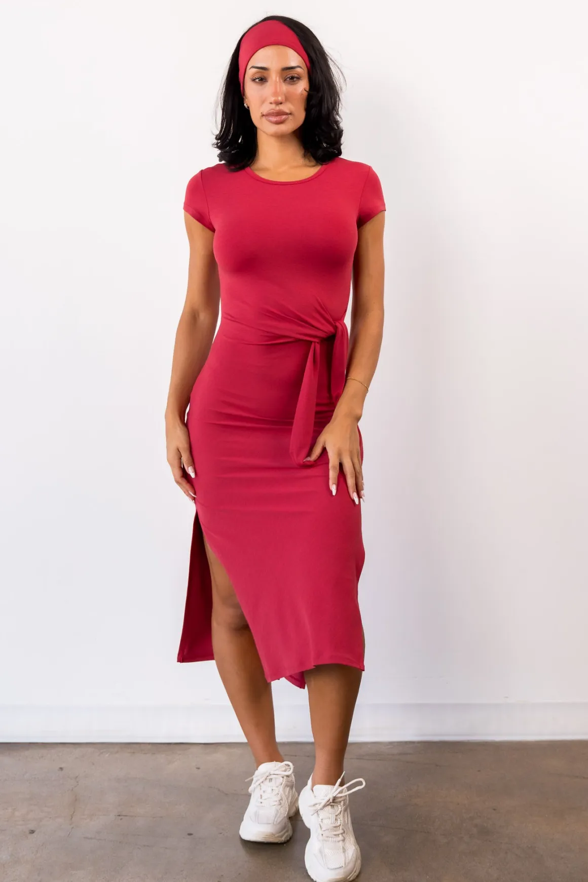 Vitality Daydream® Tie Midi Dress - Crimson Marl
