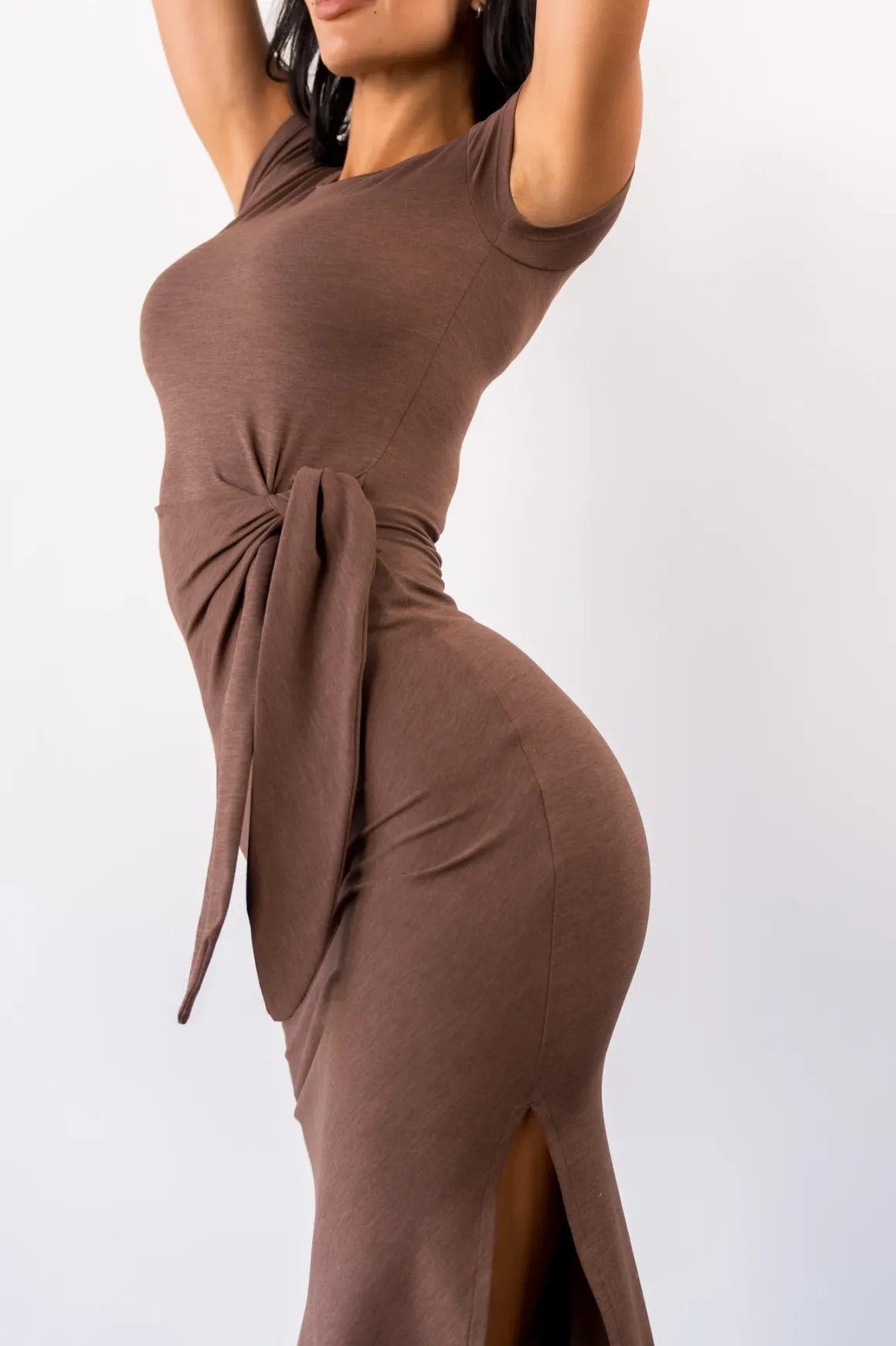 Vitality Daydream® Tie Midi Dress - Cocoa Marl