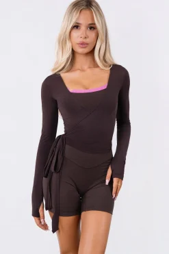 Vitality Flow Wrap Top - Espresso