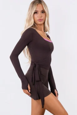 Vitality Flow Wrap Top - Espresso