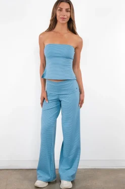 Vitality Microstripe Foldover Pant - Meadow Microstripe