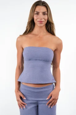 Vitality Microstripe Tube Top - Bluebird Microstripe