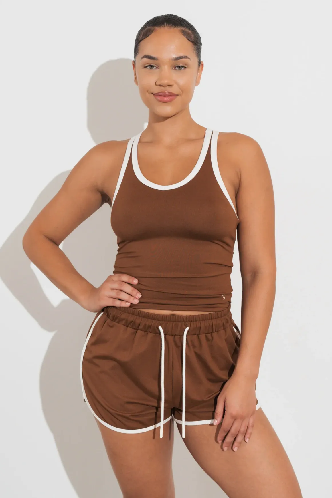 Vitality Motive® Racer Tank - Toffee Contrast