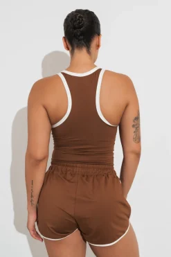 Vitality Motive® Racer Tank - Toffee Contrast