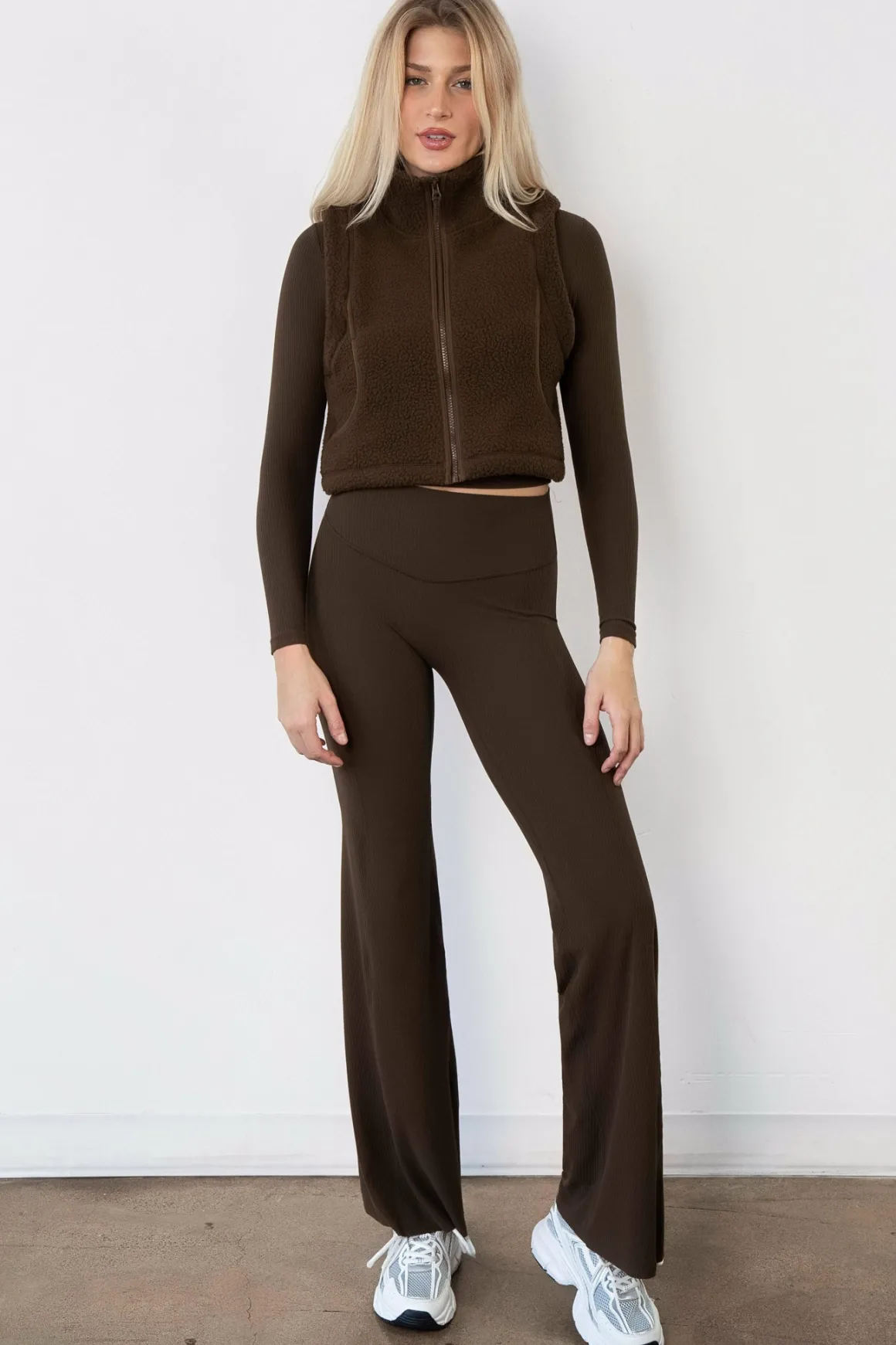 Vitality Polar Fleece Cropped Vest - Toasted Walnut