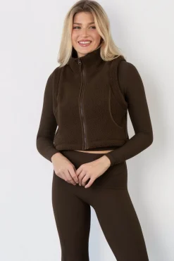 Vitality Polar Fleece Cropped Vest - Toasted Walnut