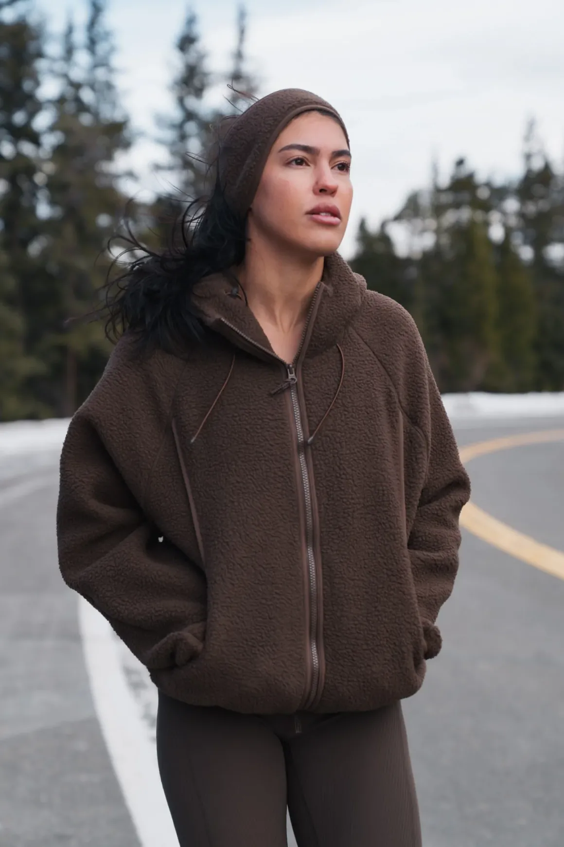 Vitality Polar Fleece Full Zip Hoodie - Toasted Walnut