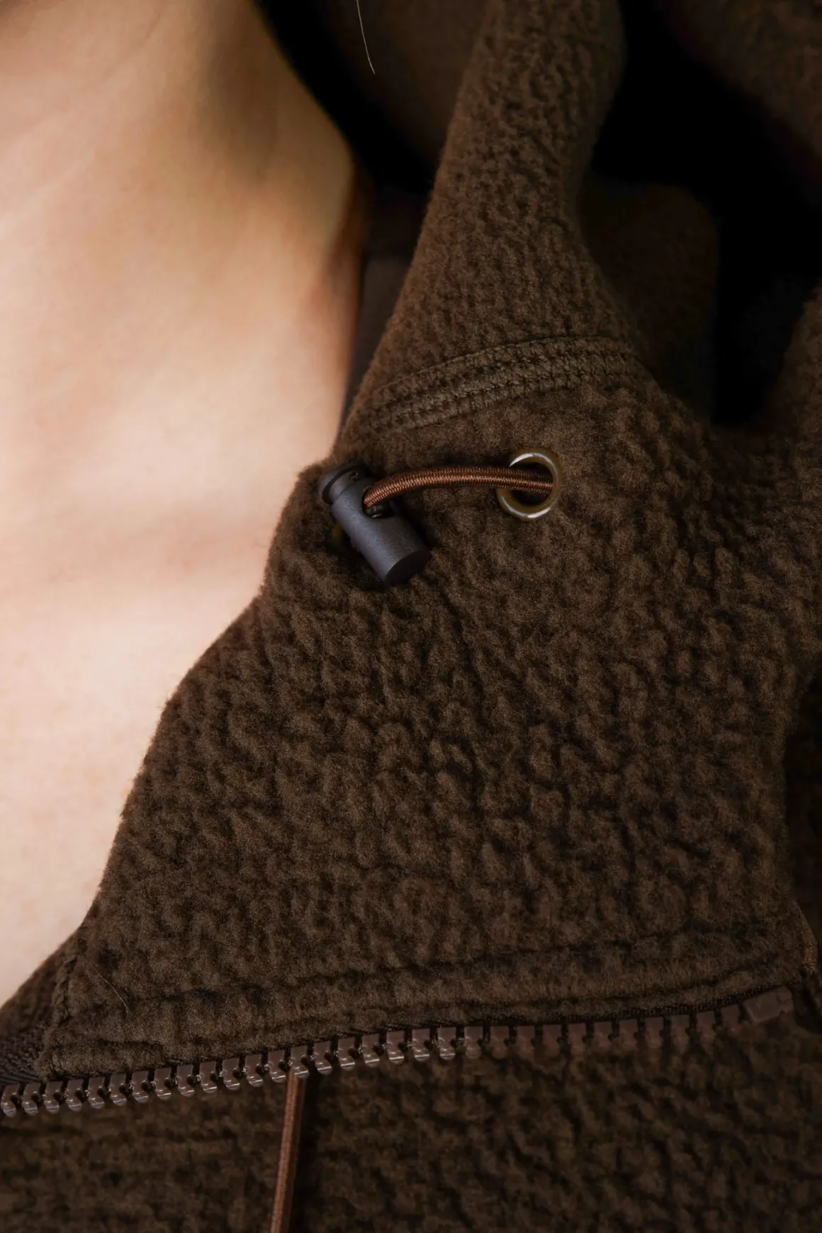 Vitality Polar Fleece Full Zip Hoodie - Toasted Walnut