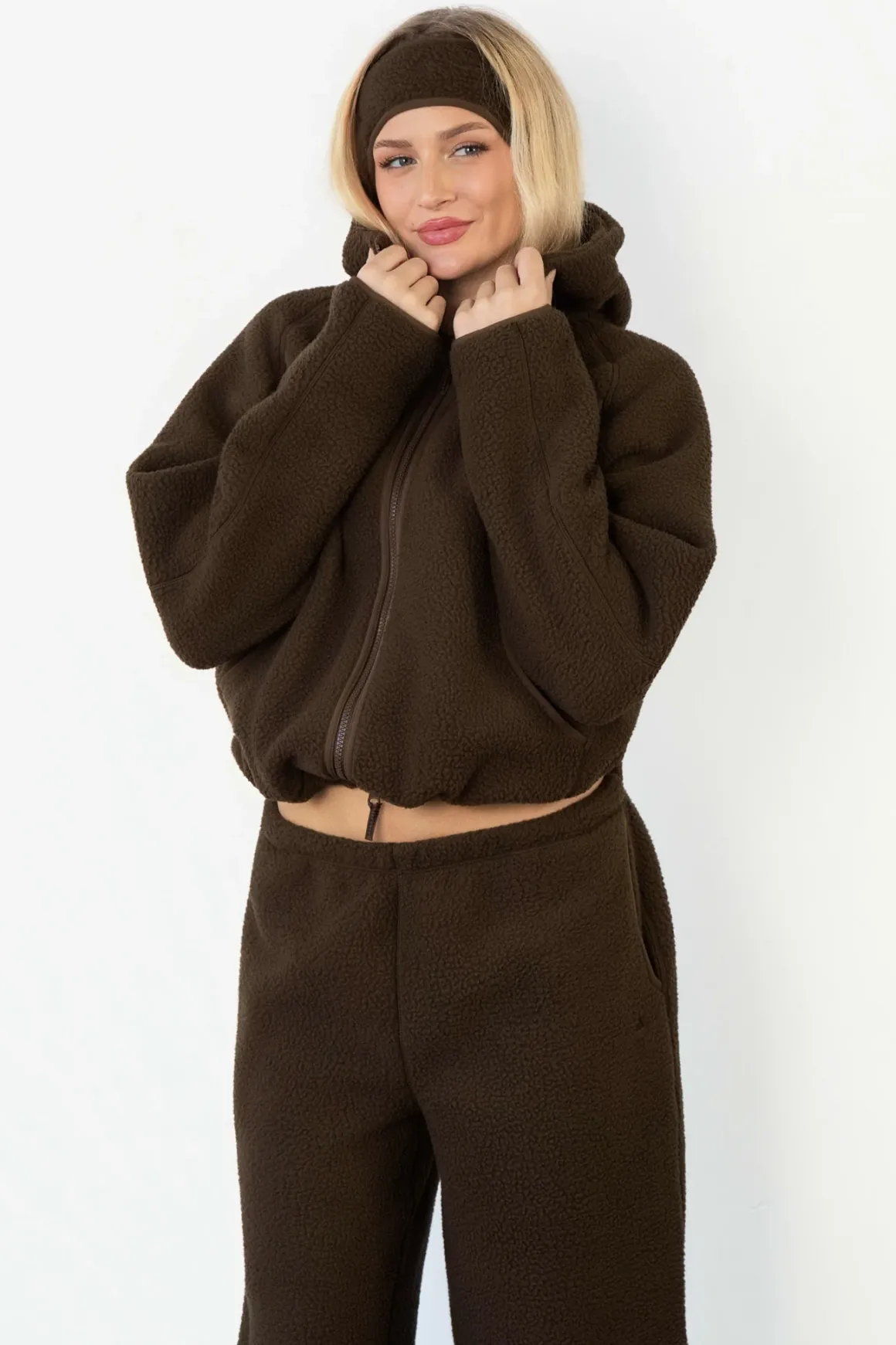 Vitality Polar Fleece Full Zip Hoodie - Toasted Walnut