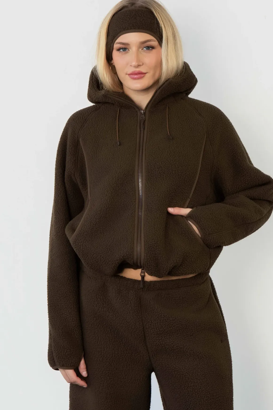 Vitality Polar Fleece Full Zip Hoodie - Toasted Walnut